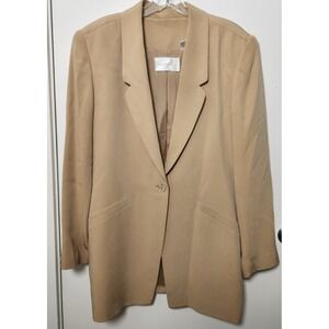Dana Buchman Vintage Women's Silk Blazer Single Button Beige Lined Sz 14‎ Office
